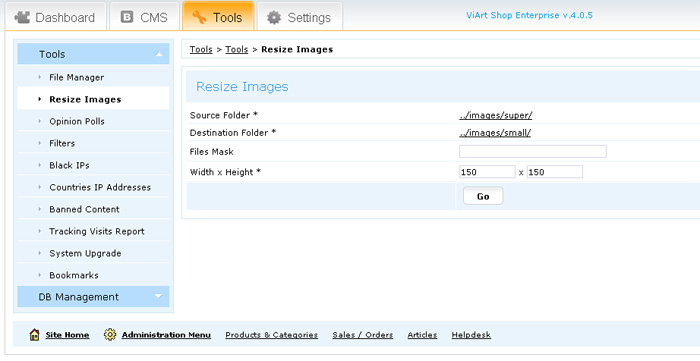 Resize Images tool