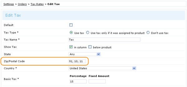 Tax Rates by zip